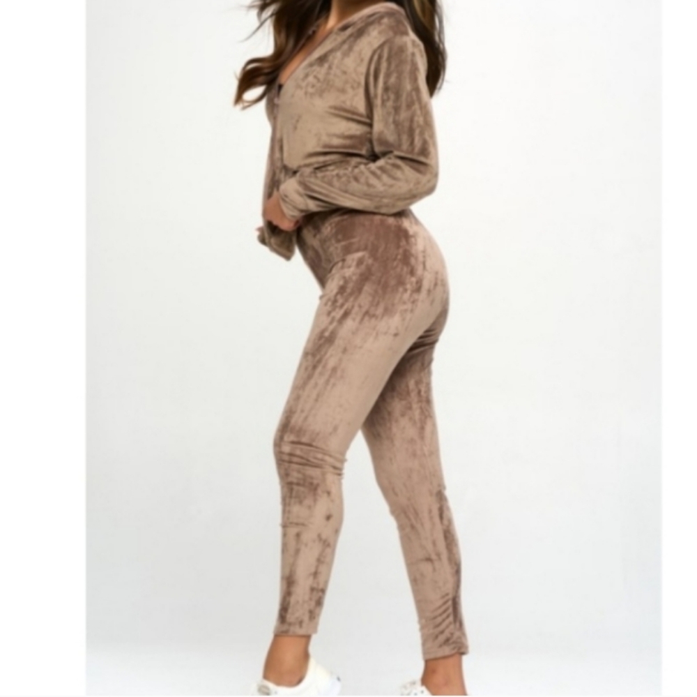 Zip Hoodie Velour Track Suit Set- Black ๐ค - Picture 10 of 11